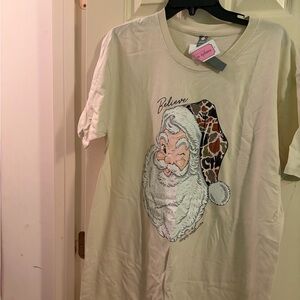 Simply Southern Light Green Santa 'Believe' Tee with Camo Hat
